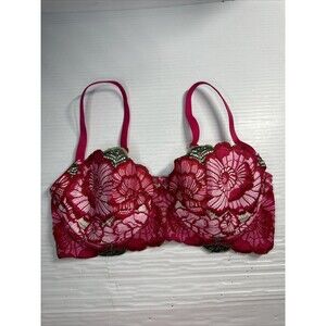 Adore Me Colete Contour Plus Balconette Bra Printed Lace Rose Size 32DD NWT